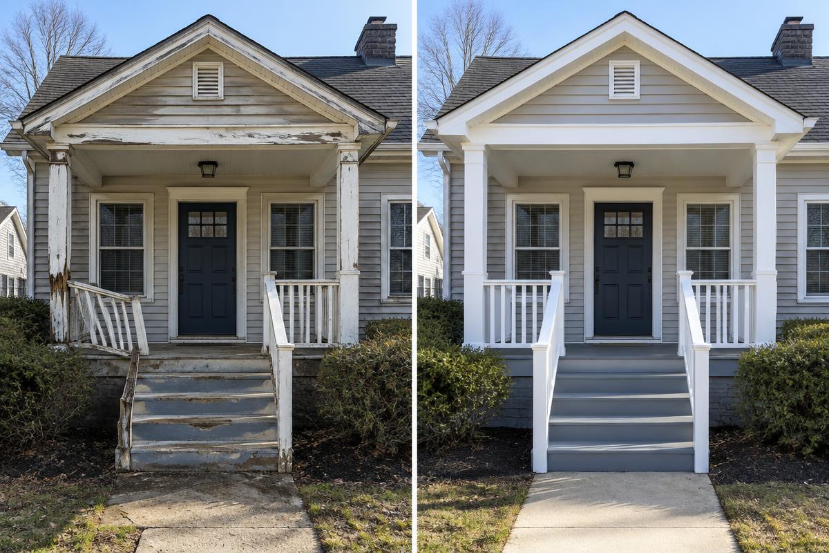 Repairs before and after project result